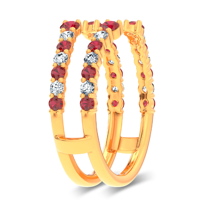 14K 0.54CT Natural Ruby GUARD with 0.25CT Lab Grown Diamonds