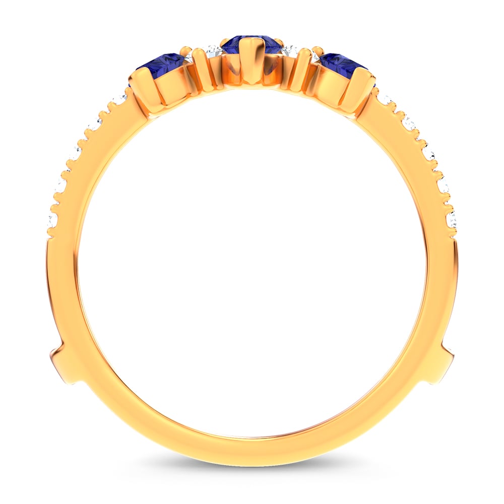 14K 1.14CT Natural SAPPHIRE RING GUARD with 0.55CT Lab Grown Diamonds