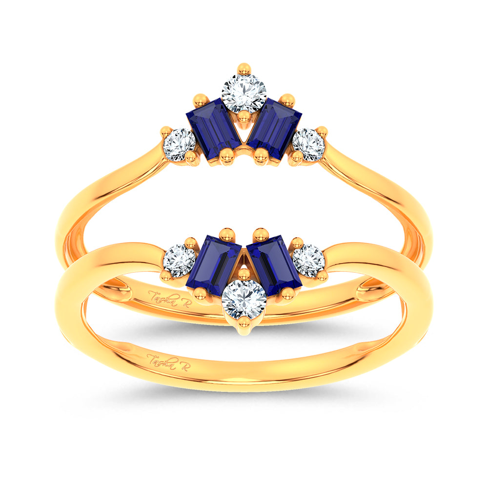 14K 0.44CT Natural SAPPHIRE RING GUARD with 0.20CT Lab Grown Diamonds