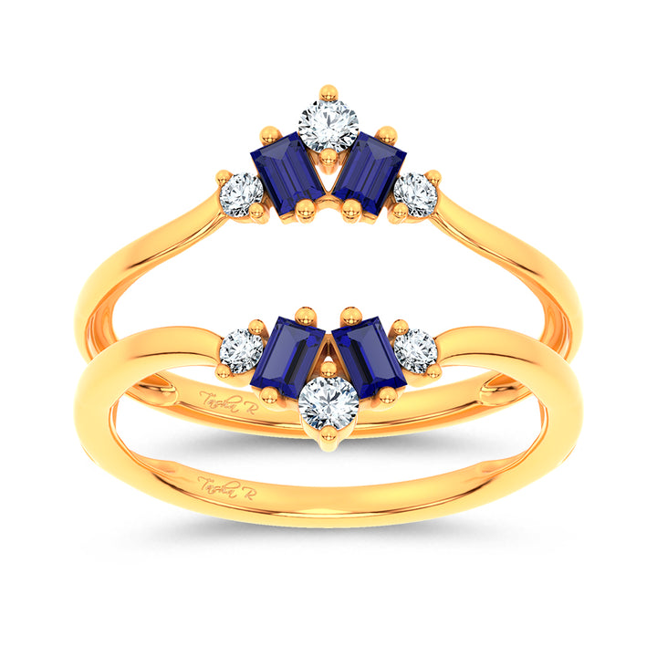 14K 0.44CT Natural SAPPHIRE RING GUARD with 0.20CT Lab Grown Diamonds