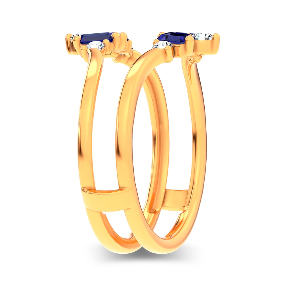 14K 0.44CT Natural SAPPHIRE RING GUARD with 0.20CT Lab Grown Diamonds