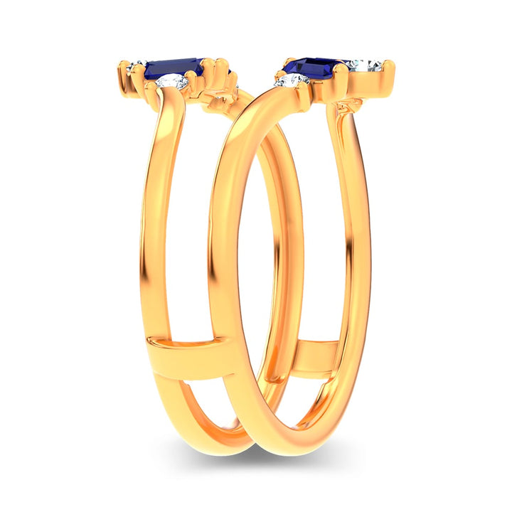 14K 0.44CT Natural SAPPHIRE RING GUARD with 0.20CT Lab Grown Diamonds