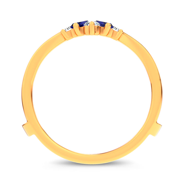 14K 0.44CT Natural SAPPHIRE RING GUARD with 0.20CT Lab Grown Diamonds