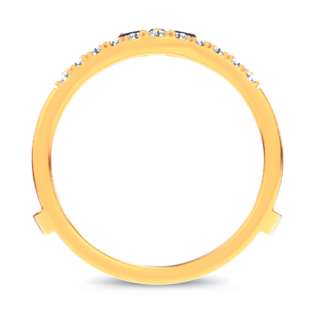 14K 0.12CT Natural SAPPHIRE RING GUARD with 0.59CT Lab Grown Diamonds