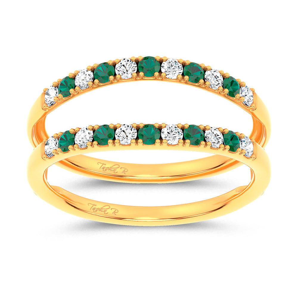 14K 0.58CT Natural Emerald RING GUARD with 0.25CT Lab Grown Diamonds