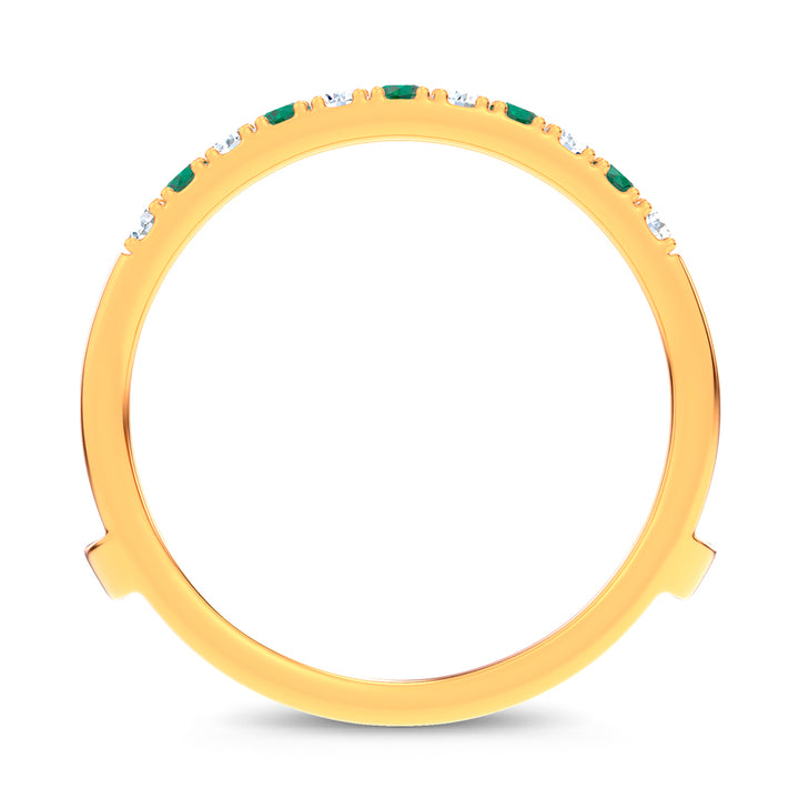 14K 0.58CT Natural Emerald RING GUARD with 0.25CT Lab Grown Diamonds