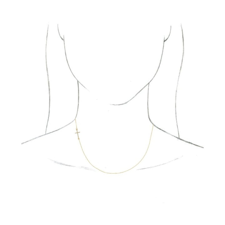 Accented Sideways Cross Necklace