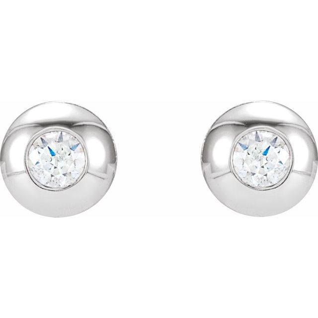 Round Bezel-Set Stud Earrings