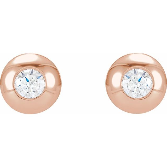 Round Bezel-Set Stud Earrings