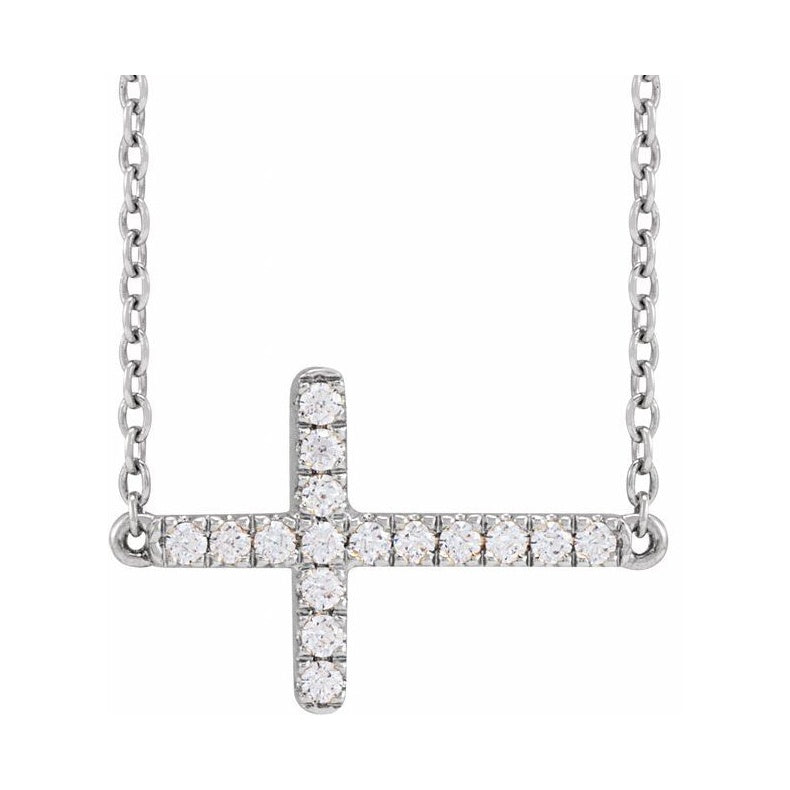 Lab-Grown Diamond Sideways Cross Necklace