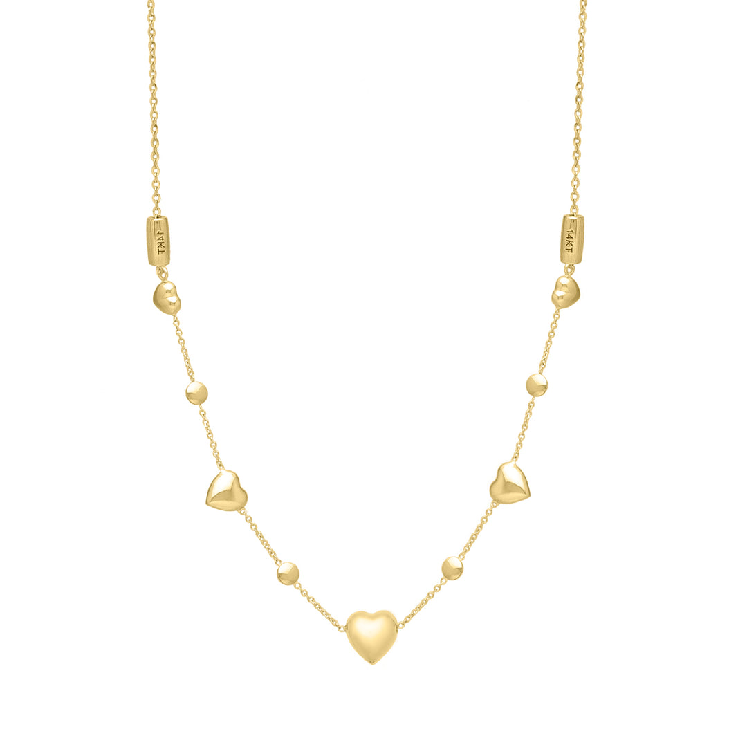 14K Adjustable Puff Heart Bead Bracelet/Anklet