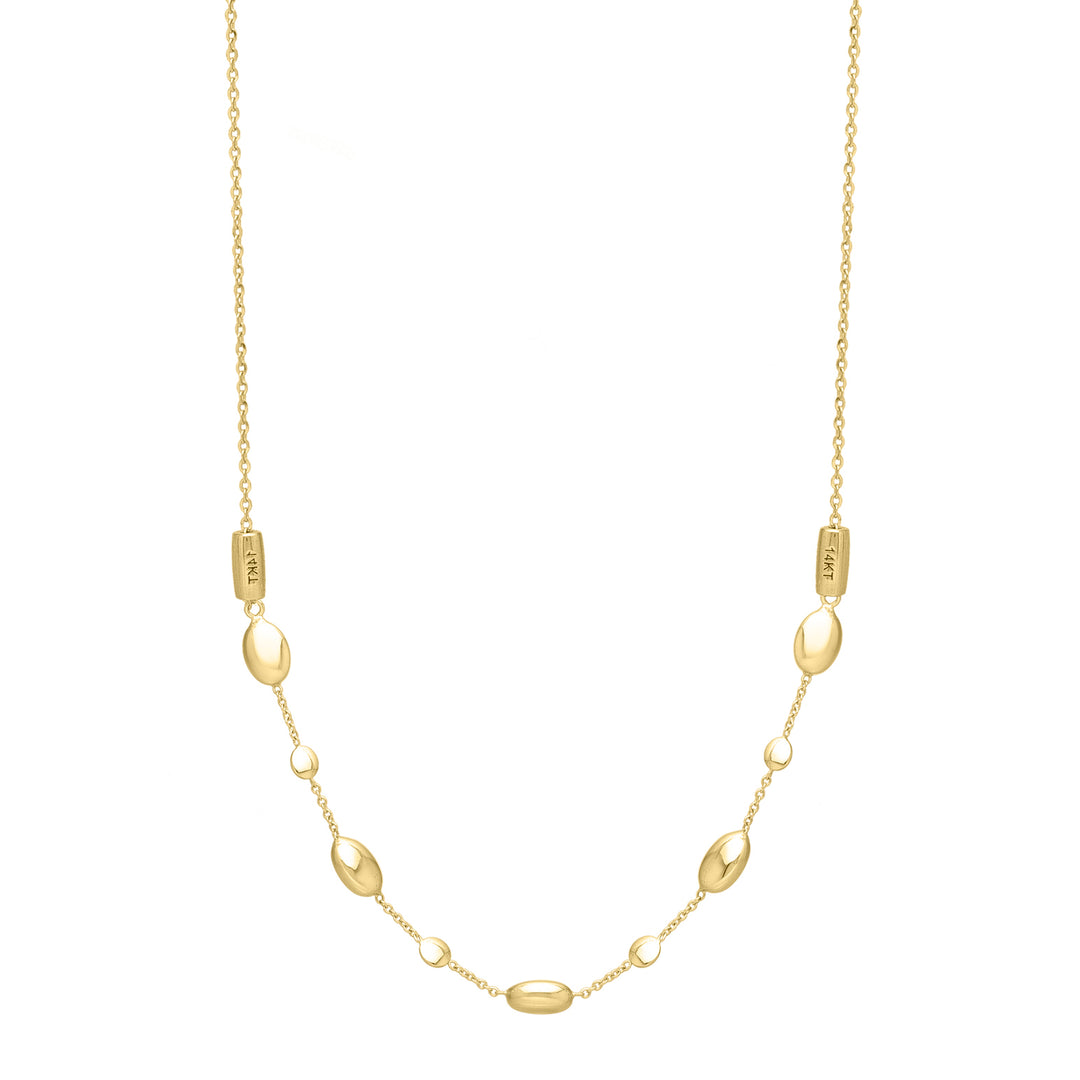 14K Adjustable Puff Pebble Necklace