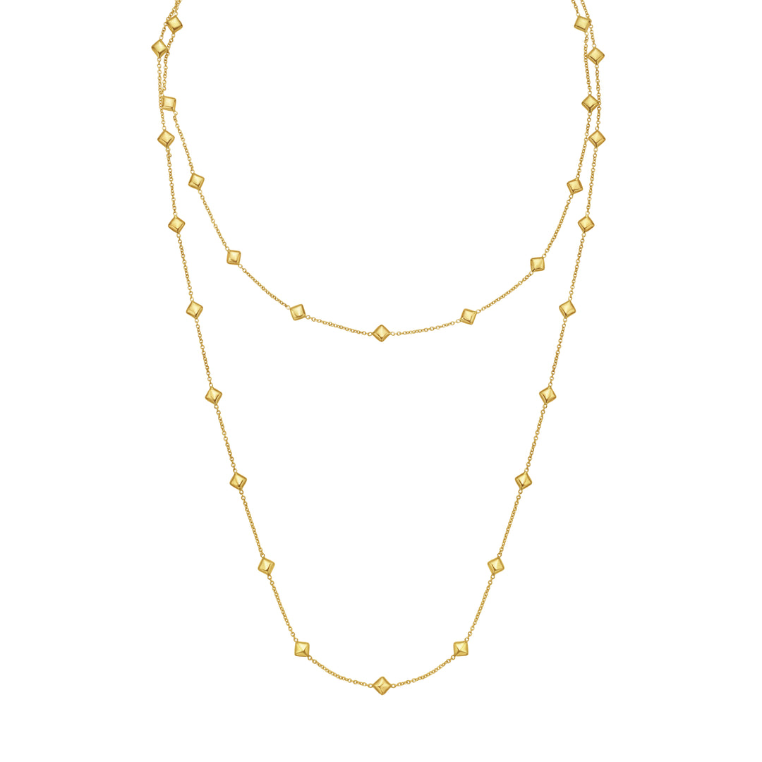 14K Pyramid Station Layered Necklace