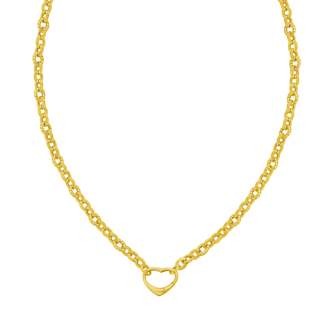 14K Heart Lock Charm Necklace