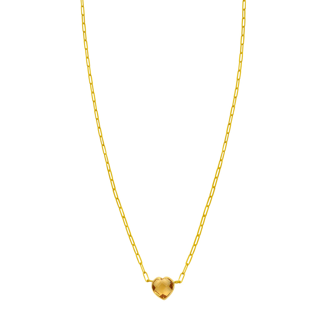 14K Citrine Heart Necklace