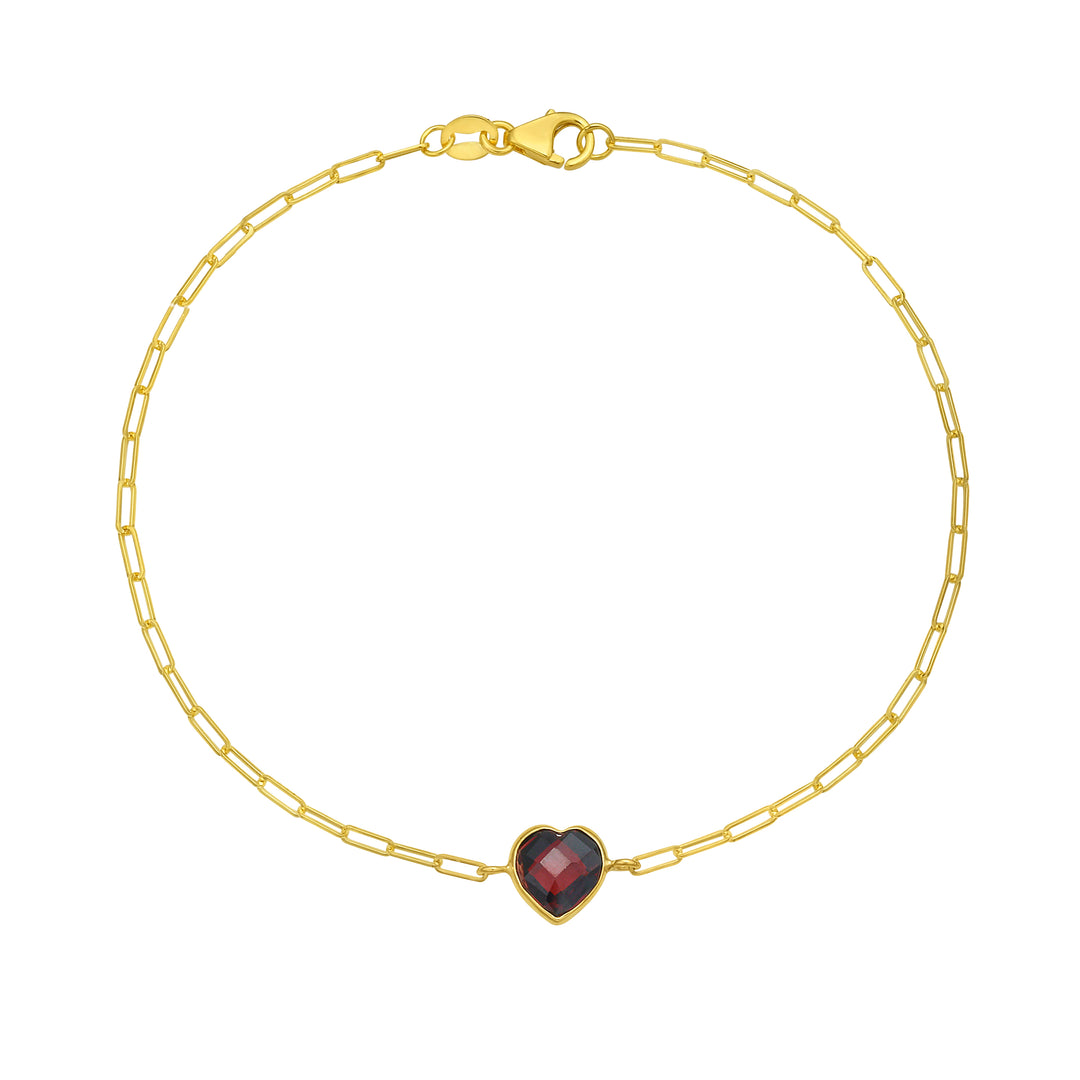 14K Garnet Heart Bracelet