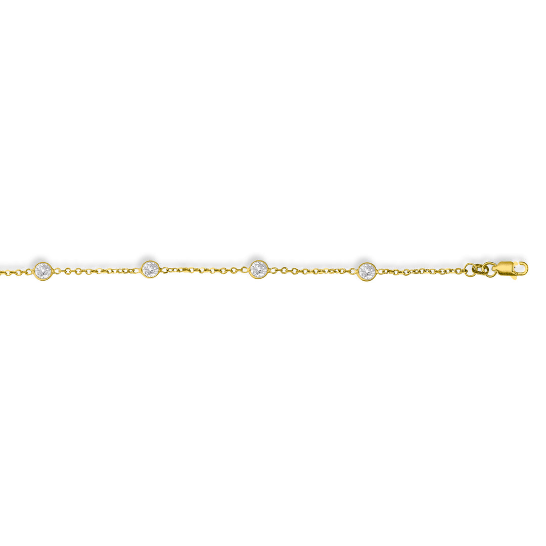 14K Gold CZ Station Anklet