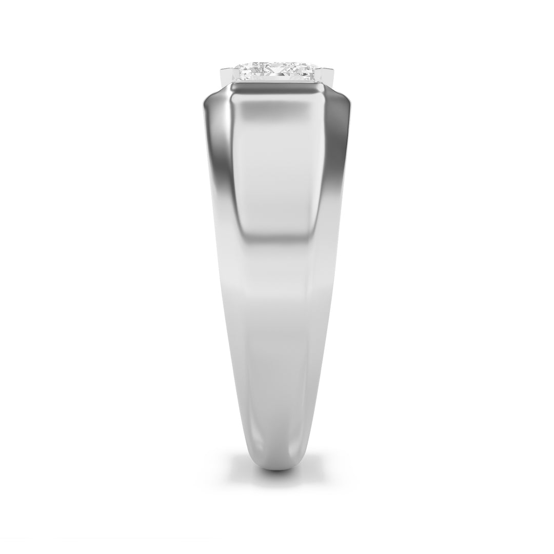 3Cttw Emerald Shaped Lab Grown Diamond (G/VS) Mens Ring in 14K White Gold
