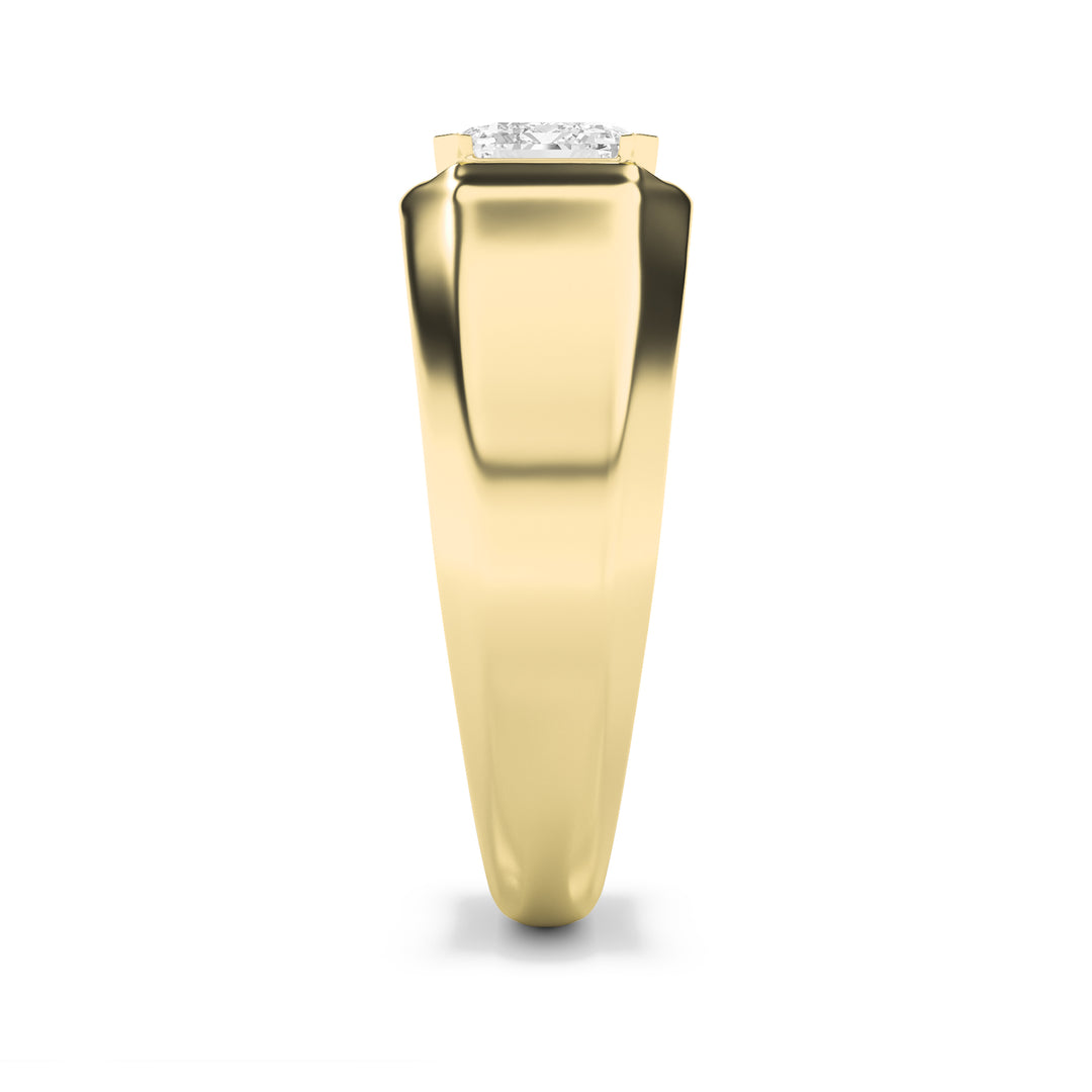 3Cttw Emerald Shaped Lab Grown Diamond (F/VS) Mens Ring in 14K Yellow Gold