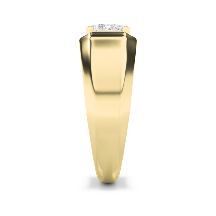 3Cttw Emerald Shaped Lab Grown Diamond (F/VS) Mens Ring in 14K Yellow Gold