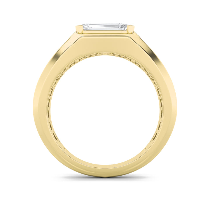 3Cttw Emerald Shaped Lab Grown Diamond (G/VS) Mens Ring in 14K Yellow Gold