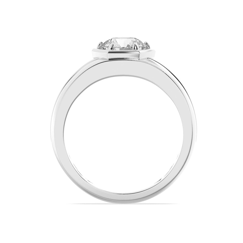 2Cttw Round Shaped Lab Grown Diamond (F/VS) Mens Ring in 14K White Gold