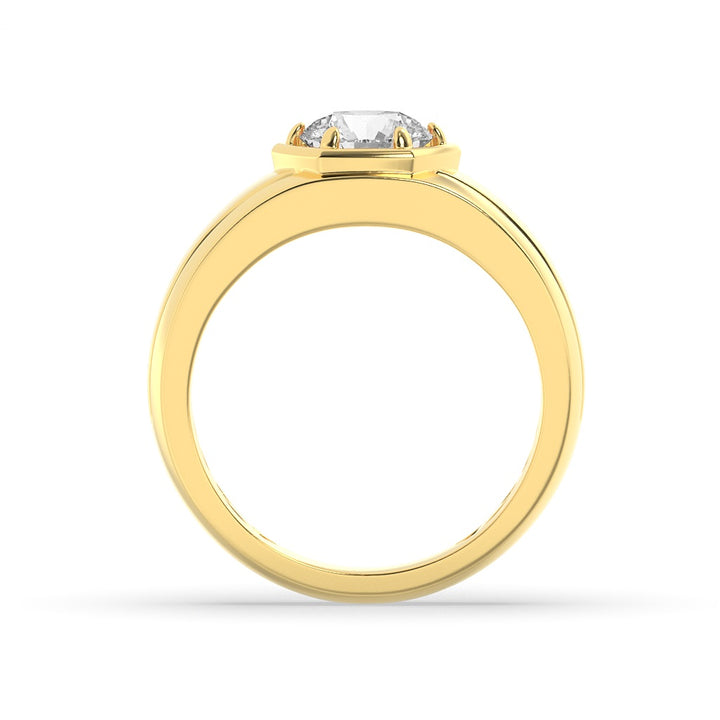 2Cttw Round Shaped Lab Grown Diamond (F/VS) Mens Ring in 14K Yellow Gold
