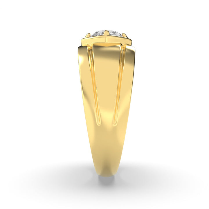 2Cttw Round Shaped Lab Grown Diamond (F/VS) Mens Ring in 14K Yellow Gold