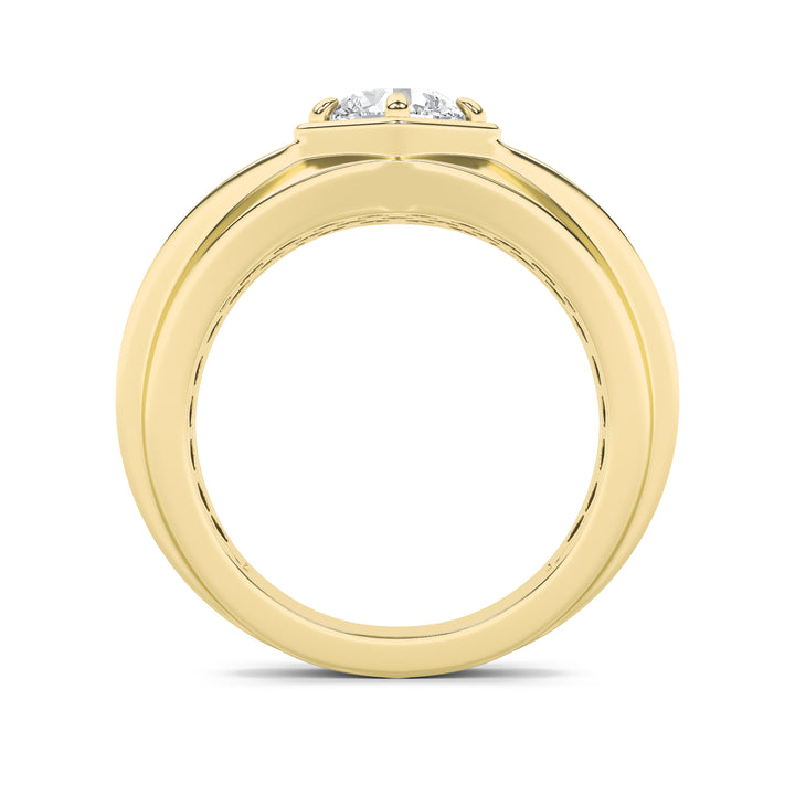 2Cttw Round Shaped Lab Grown Diamond (F/VS) Mens Ring in 14K Yellow Gold