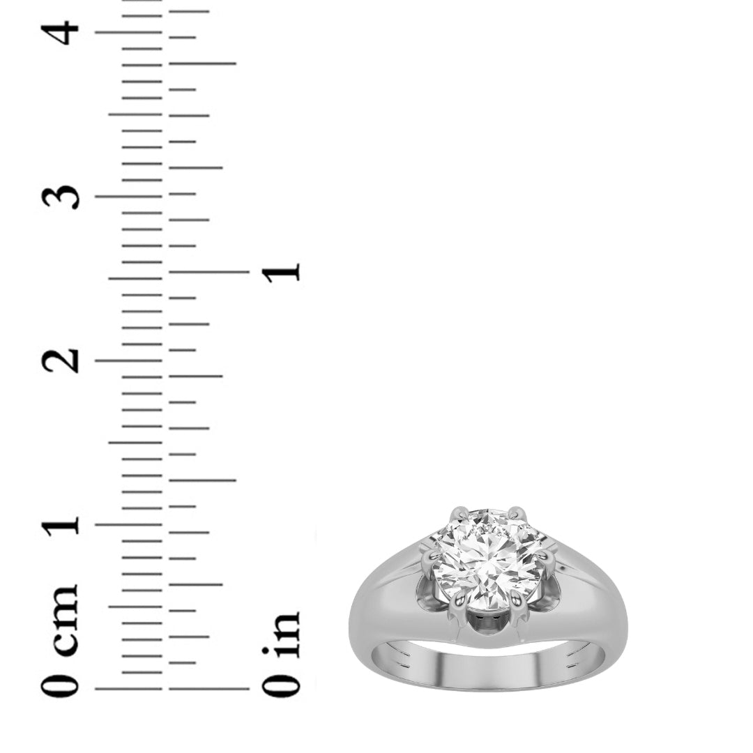 2Cttw Round Shaped Lab Grown Diamond (F/VS) Mens Ring in 14K Gold