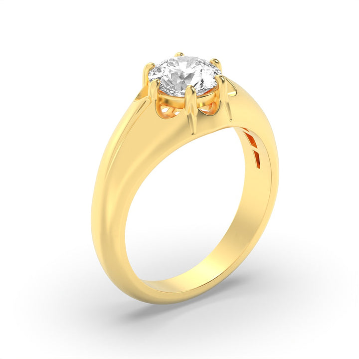 2Cttw Round Shaped Lab Grown Diamond (F/VS) Mens Ring in 14K Gold
