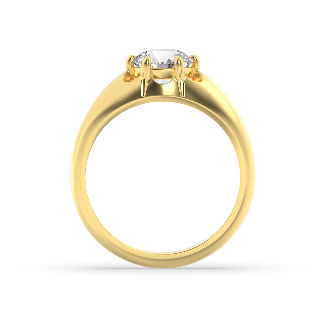 2Cttw Round Shaped Lab Grown Diamond (F/VS) Mens Ring in 14K Gold