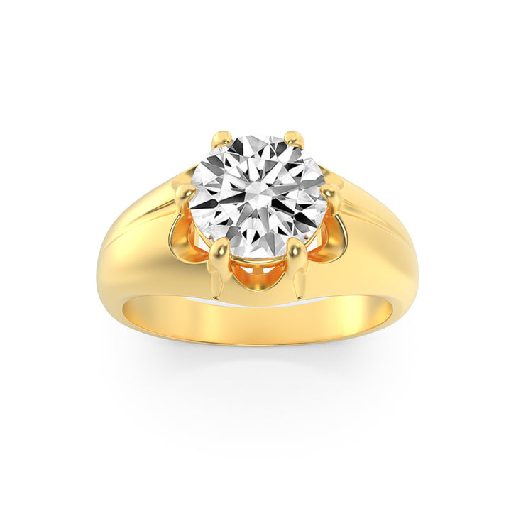2Cttw Round Shaped Lab Grown Diamond (G/VS) Mens Ring in 14K Gold