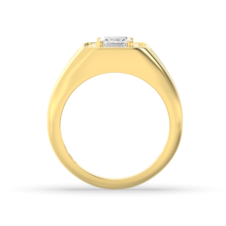 2Cttw Emerald Shaped Lab Grown Diamond (G/VS) Mens Ring in 14K Yellow Gold