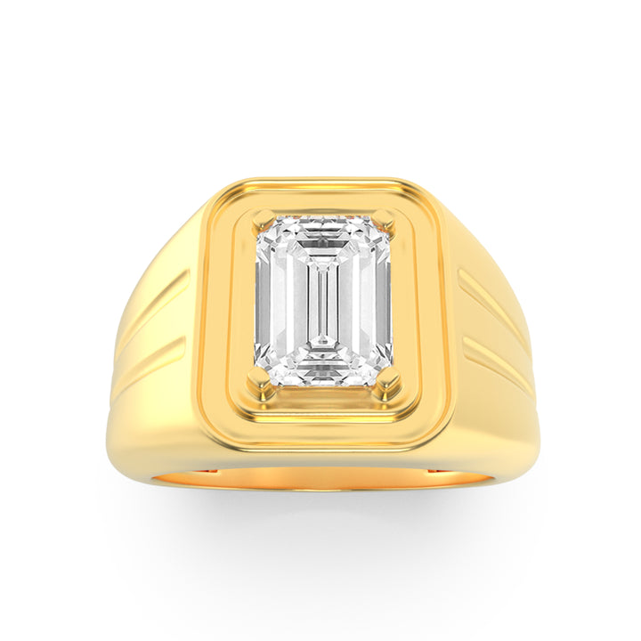 2Cttw Radiant Shaped Lab Grown Diamond (F/VS) Mens Ring in 14K Gold
