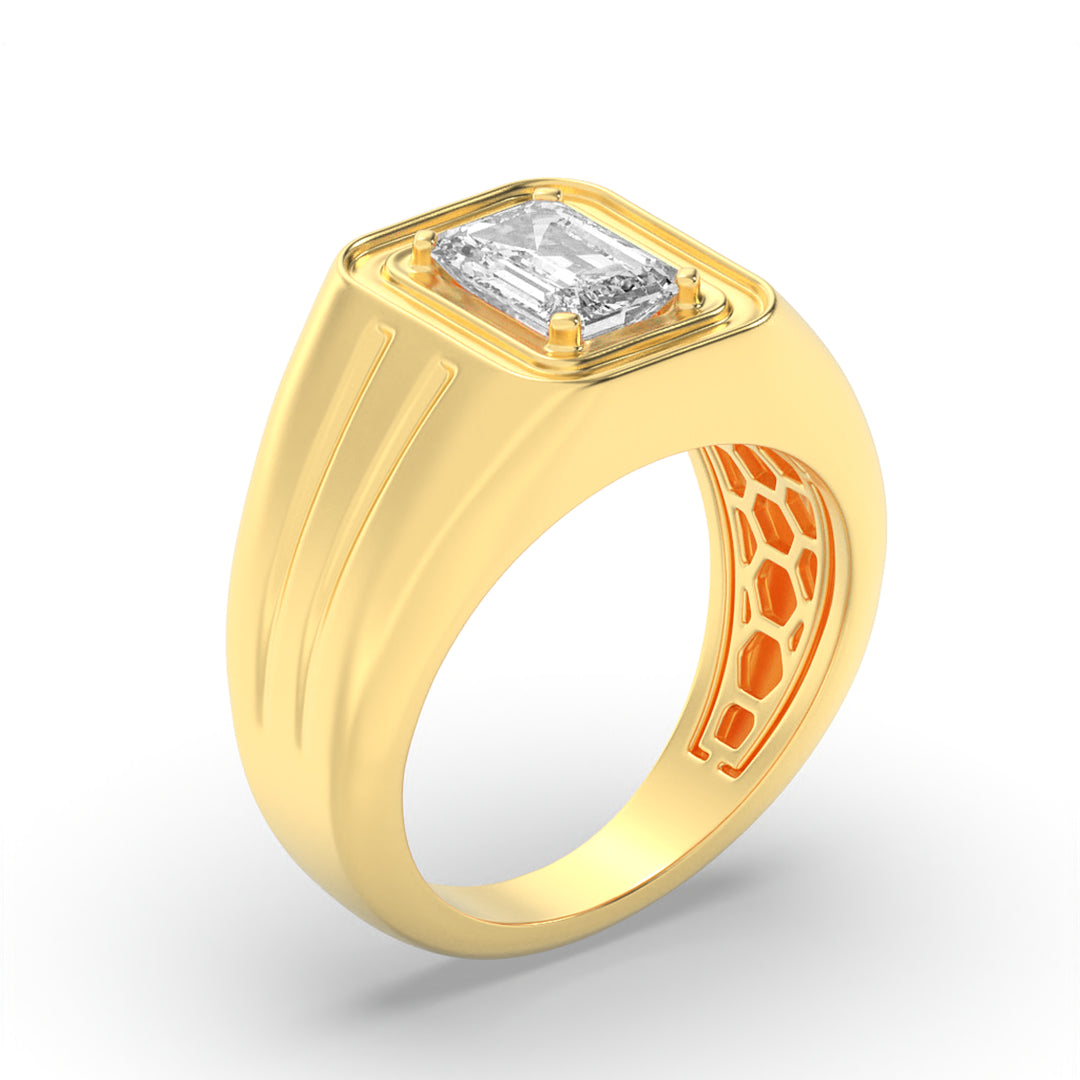 2Cttw Radiant Shaped Lab Grown Diamond (F/VS) Mens Ring in 14K Gold