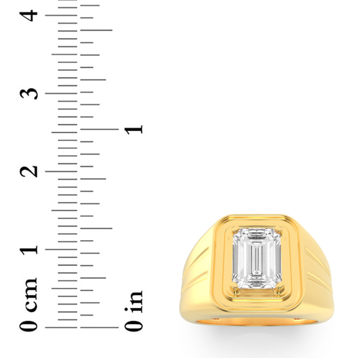 2Cttw Radiant Shaped Lab Grown Diamond (F/VS) Mens Ring in 14K Gold