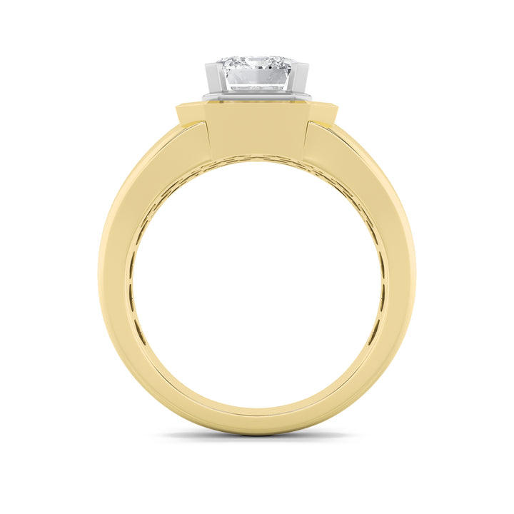 3Cttw Emerald Shaped Lab Grown Diamond (G/VS) Mens Ring in 14K Gold