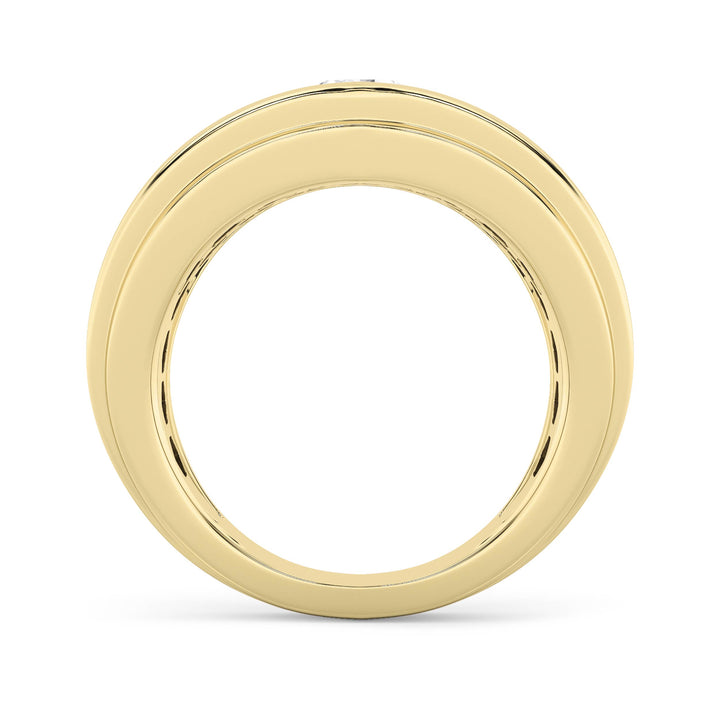 3Cttw Round Shaped Lab Grown Diamond (G/VS) Mens Ring in 14K Gold