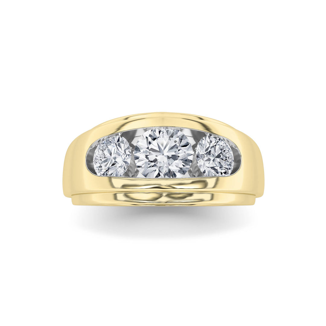 3Cttw Round Shaped Lab Grown Diamond (G/VS) Mens Ring in 14K Gold