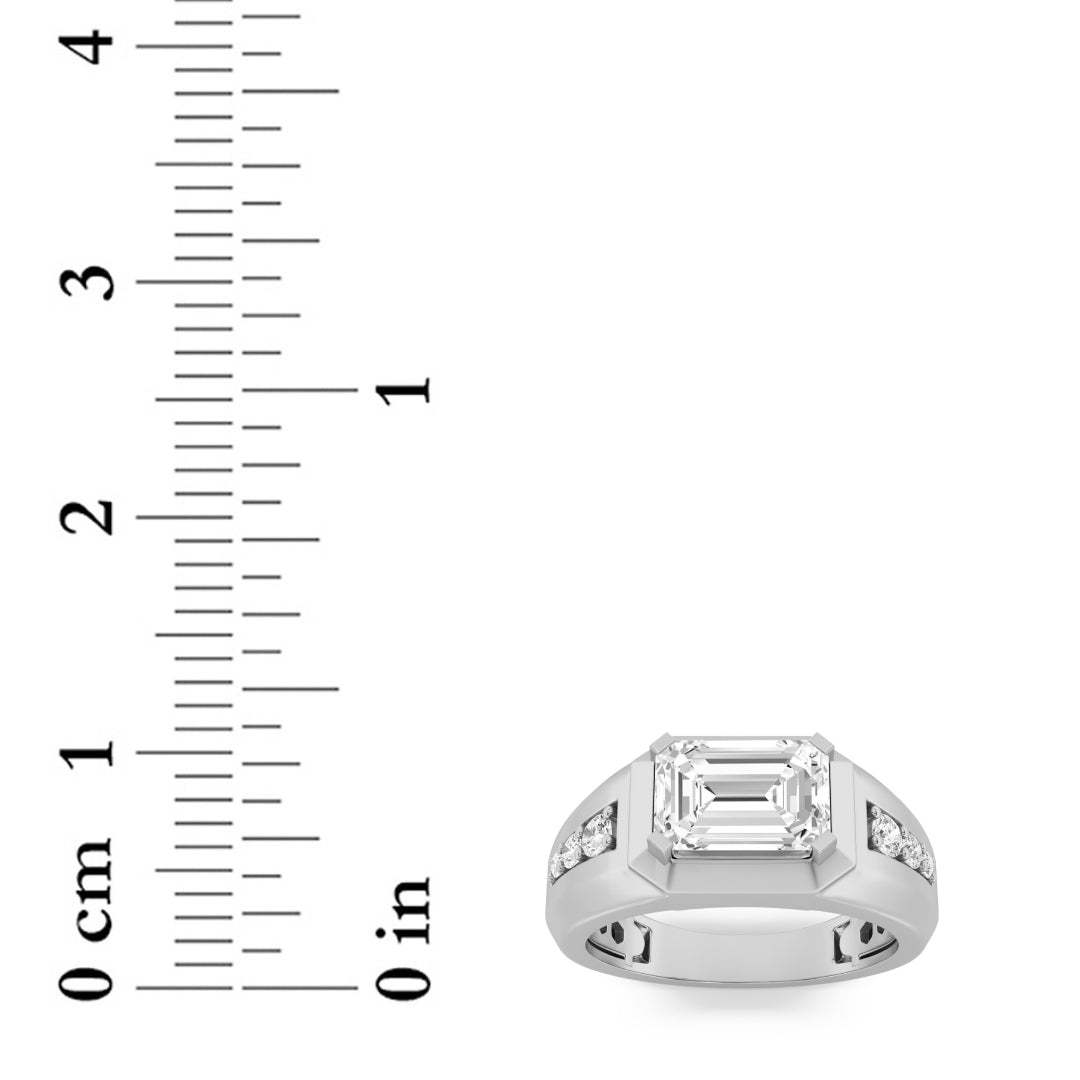 2.5Cttw Emerald Shaped Lab Grown Diamond (F/VS) Mens Ring in 14K Gold