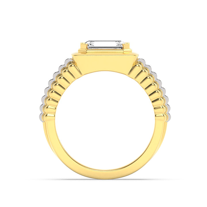 2.5Cttw Emerald Shaped Lab Grown Diamond (F/VS) Mens Ring in 14K Gold