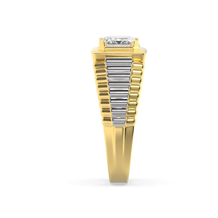 2.5Cttw Emerald Shaped Lab Grown Diamond (F/VS) Mens Ring in 14K Gold