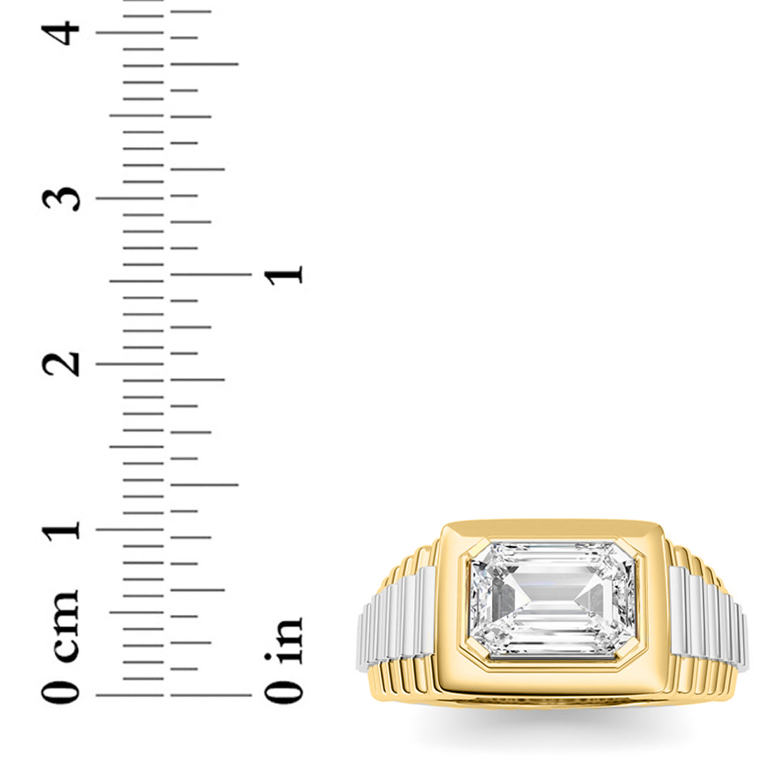 2.5Cttw Emerald Shaped Lab Grown Diamond (F/VS) Mens Ring in 14K Gold