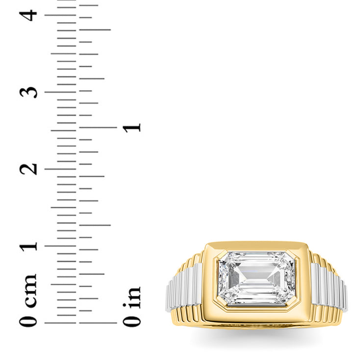 2.5Cttw Emerald Shaped Lab Grown Diamond (F/VS) Mens Ring in 14K Gold
