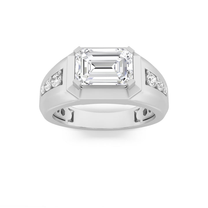 3.25Cttw Emerald Shaped Lab Grown Diamond (F/VS) Ring in 14K Gold