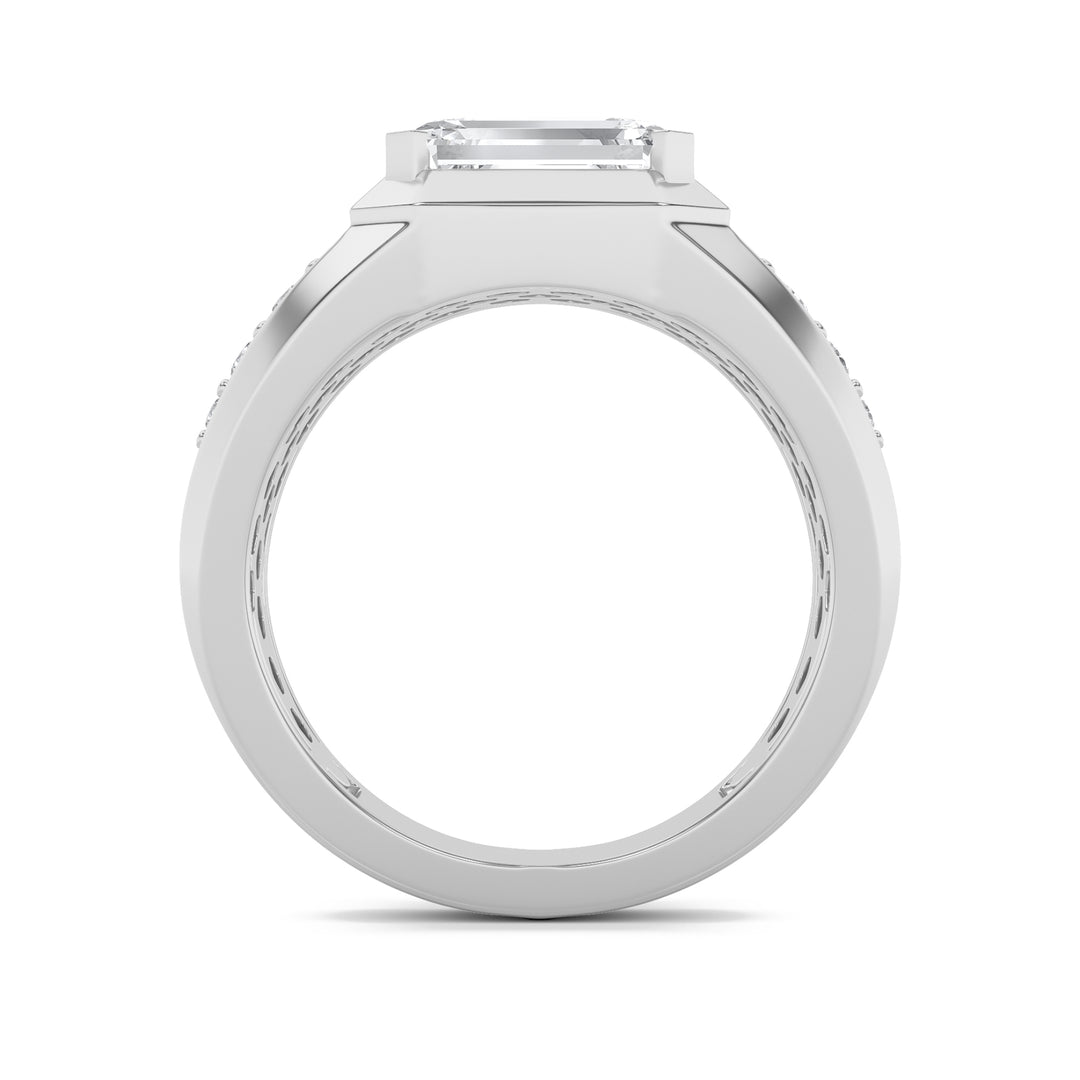3.25Cttw Emerald Shaped Lab Grown Diamond (F/VS) Ring in 14K Gold