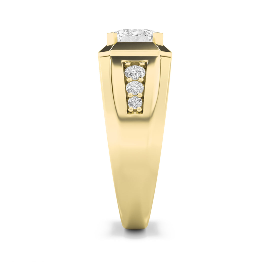 3.5Cttw Emerald Shaped Lab Grown Diamond (G/VS) Mens Ring in 14K Gold
