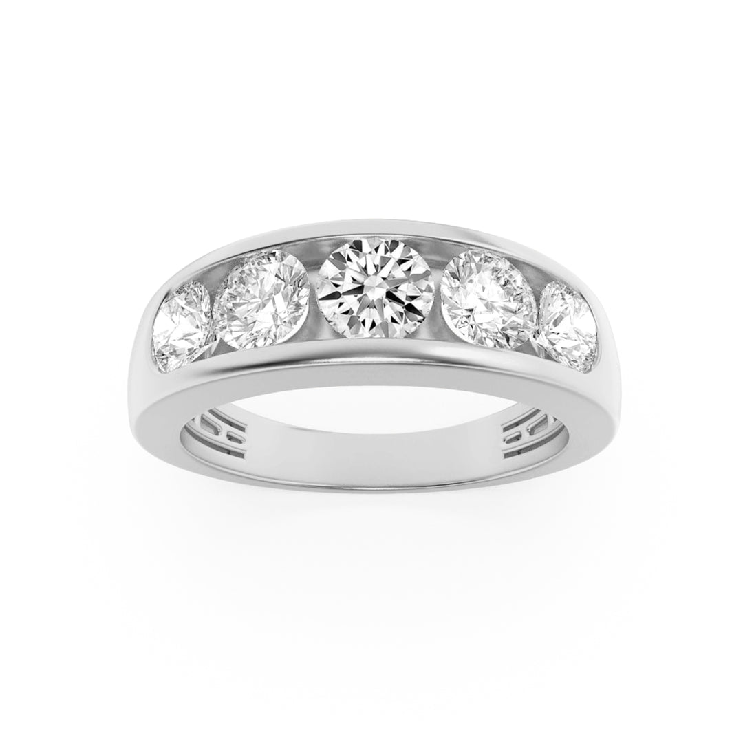 2Cttw Round Shaped Lab Grown Diamond (F/VS) Mens Ring in 14K Gold