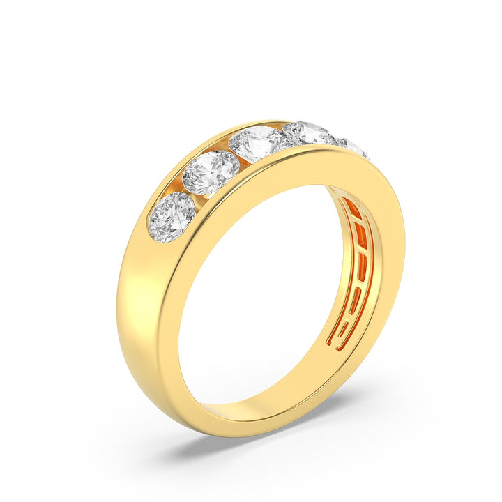 2Cttw Round Shaped Lab Grown Diamond (F/VS) Mens Ring in 14K Gold